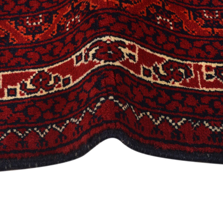 Burgundy Red Afghan Khoja Roshnai Rug 3'4" x 4'9" Hand-Knotted | No. AL64819