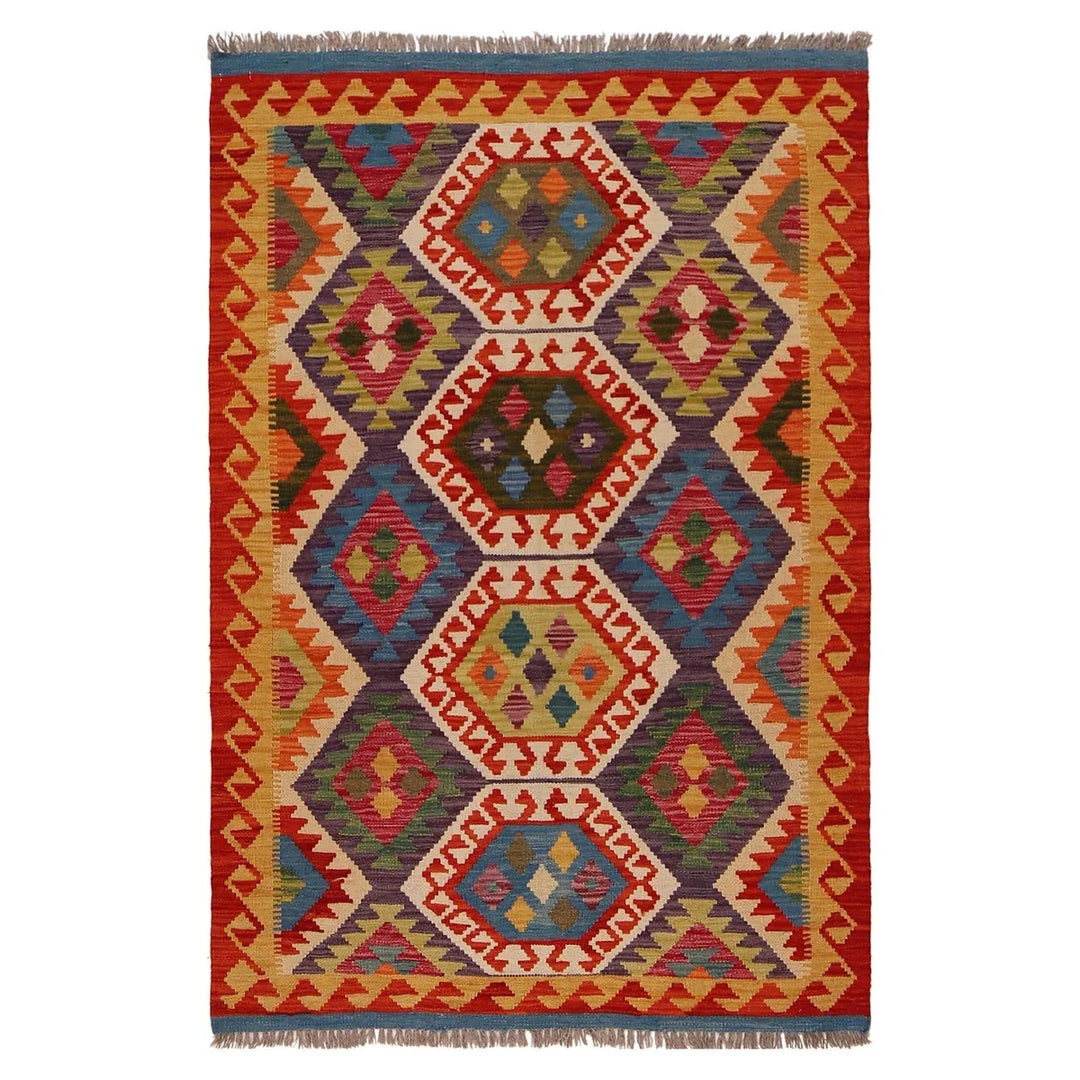 Afghan Vegetable Kilim Rug 3' 3" x 5' 0" Flat-Weave | No. AL64822