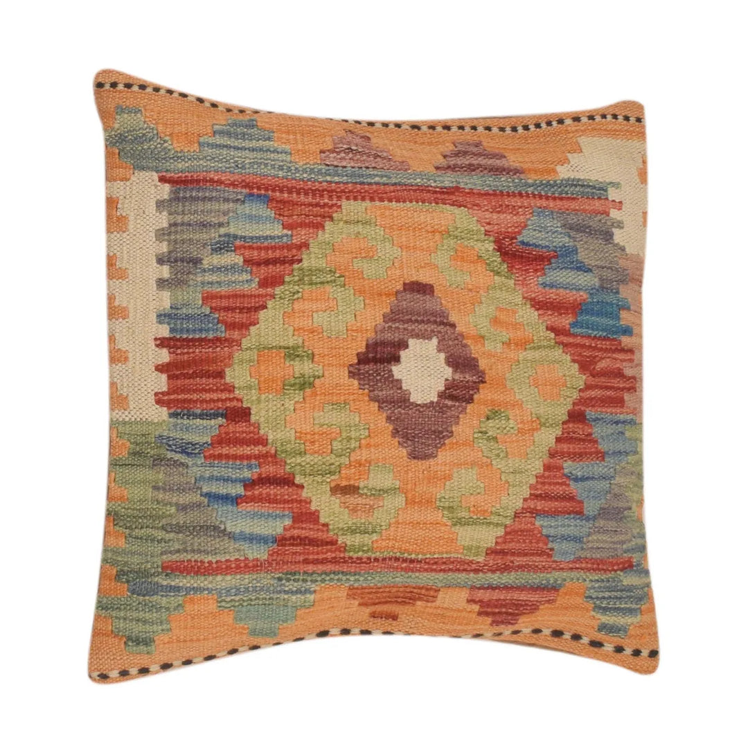 Afghan Turkish Design Cushion 1' 6" x 1' 6" Flat-Weave | No. AL64842
