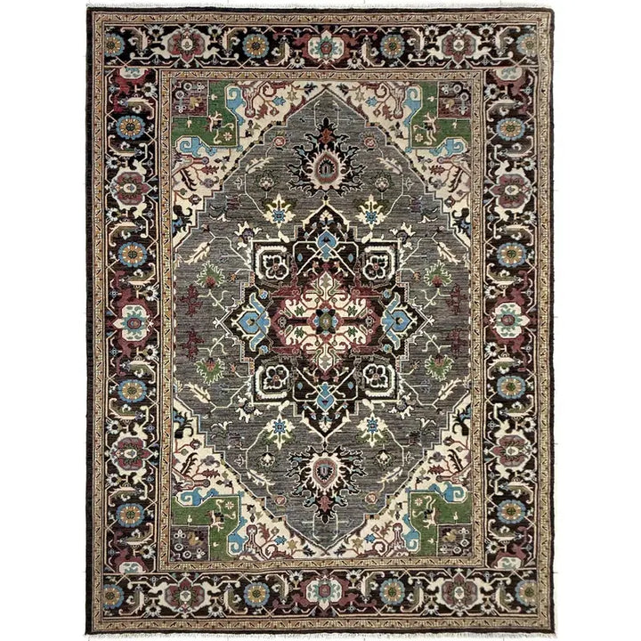 Multicolor Afghan Heriz Rug 6' 10" x 9' 7" Hand-Knotted | No. AL64881