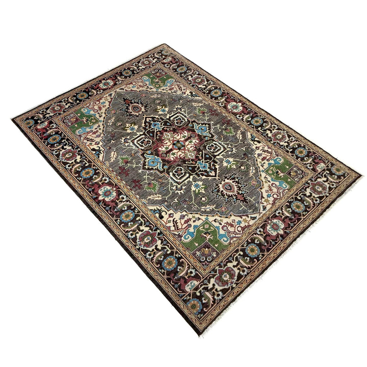 Multicolor Afghan Heriz Rug 6'10" x 9'7" Hand-Knotted view