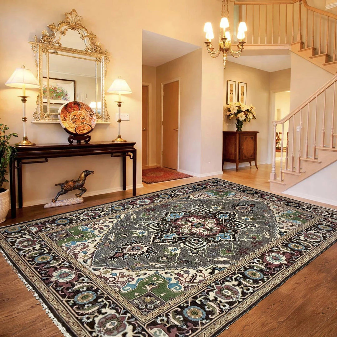 Multicolor Afghan Heriz Rug 6'10" x 9'7" Hand-Knotted | No. AL64881