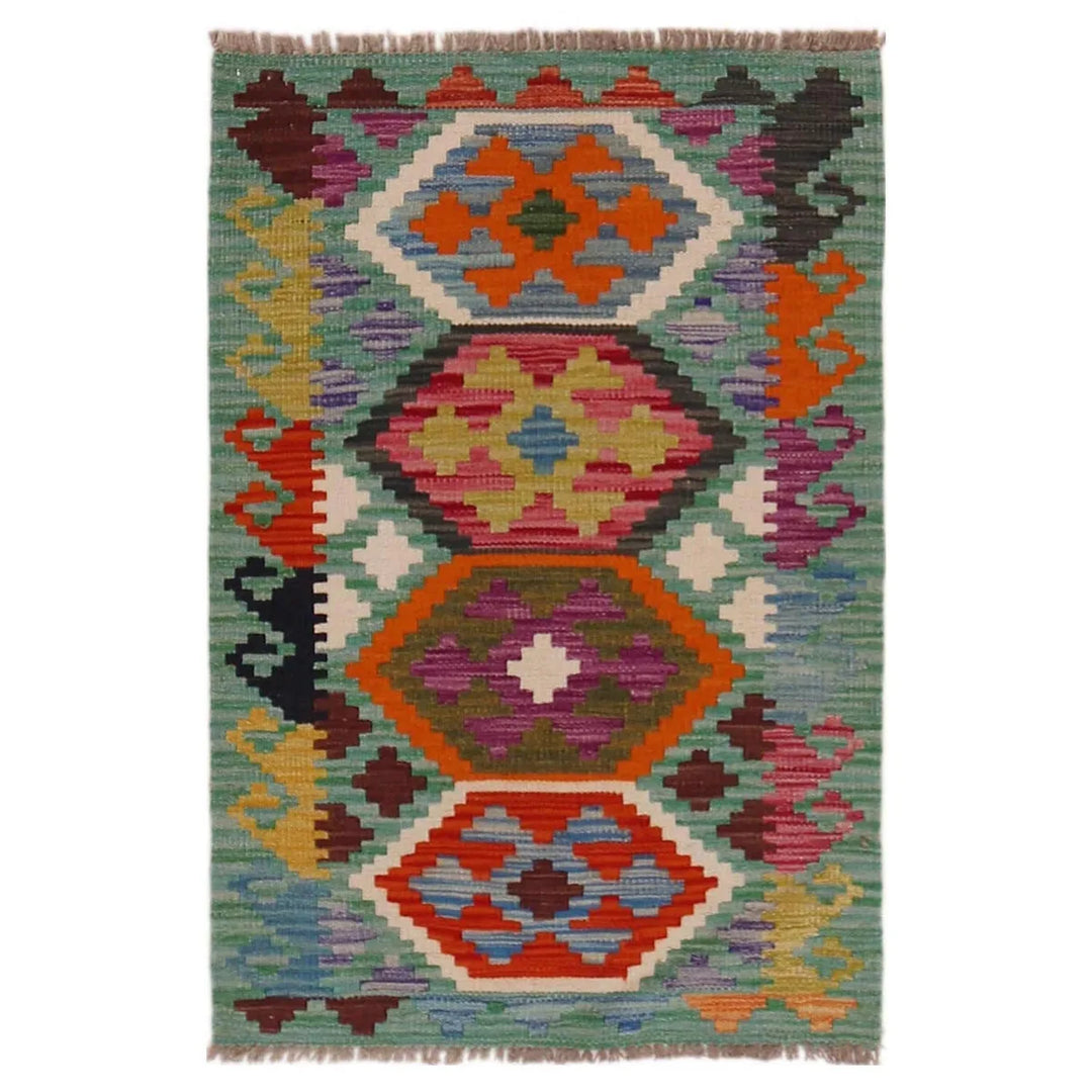 Afghan Kilim Rug 1' 11" x 3' 3" Flat-Weave | No. AL64902