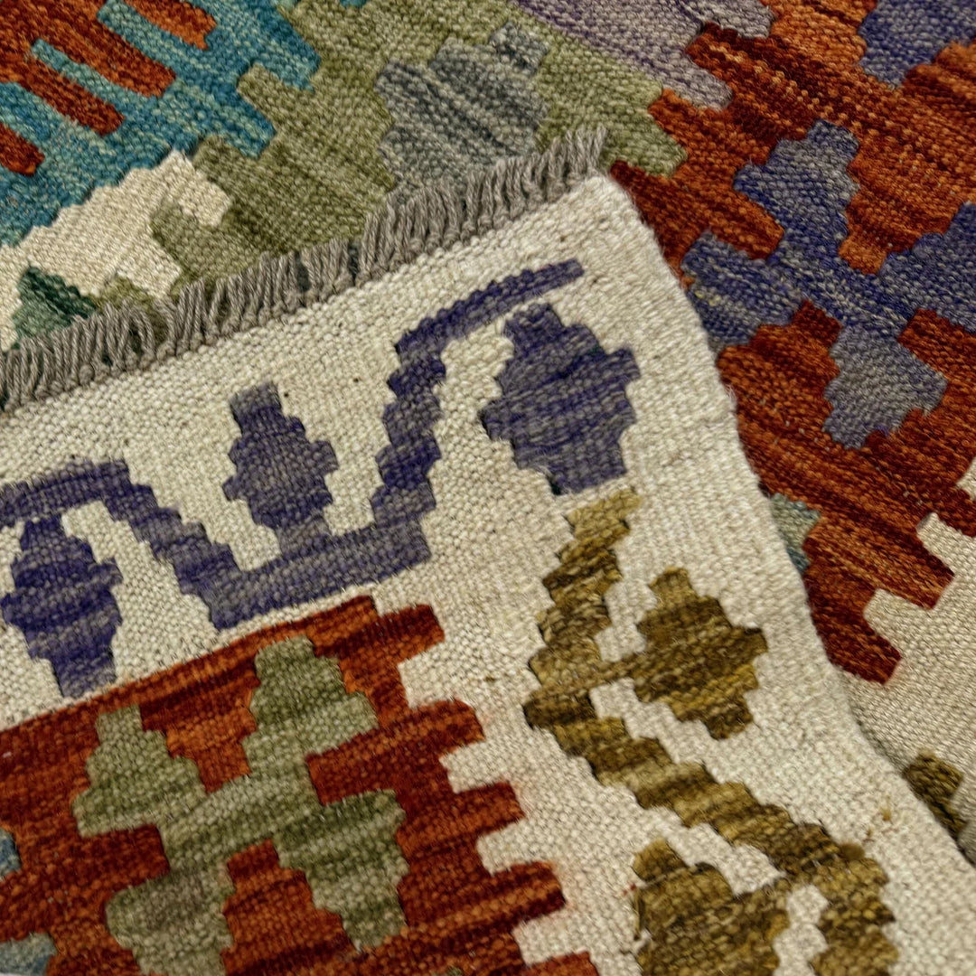Afghan Vegetable Kilim Rug 5' 9" x 7' 11" Flat-Weave | No. AL649208