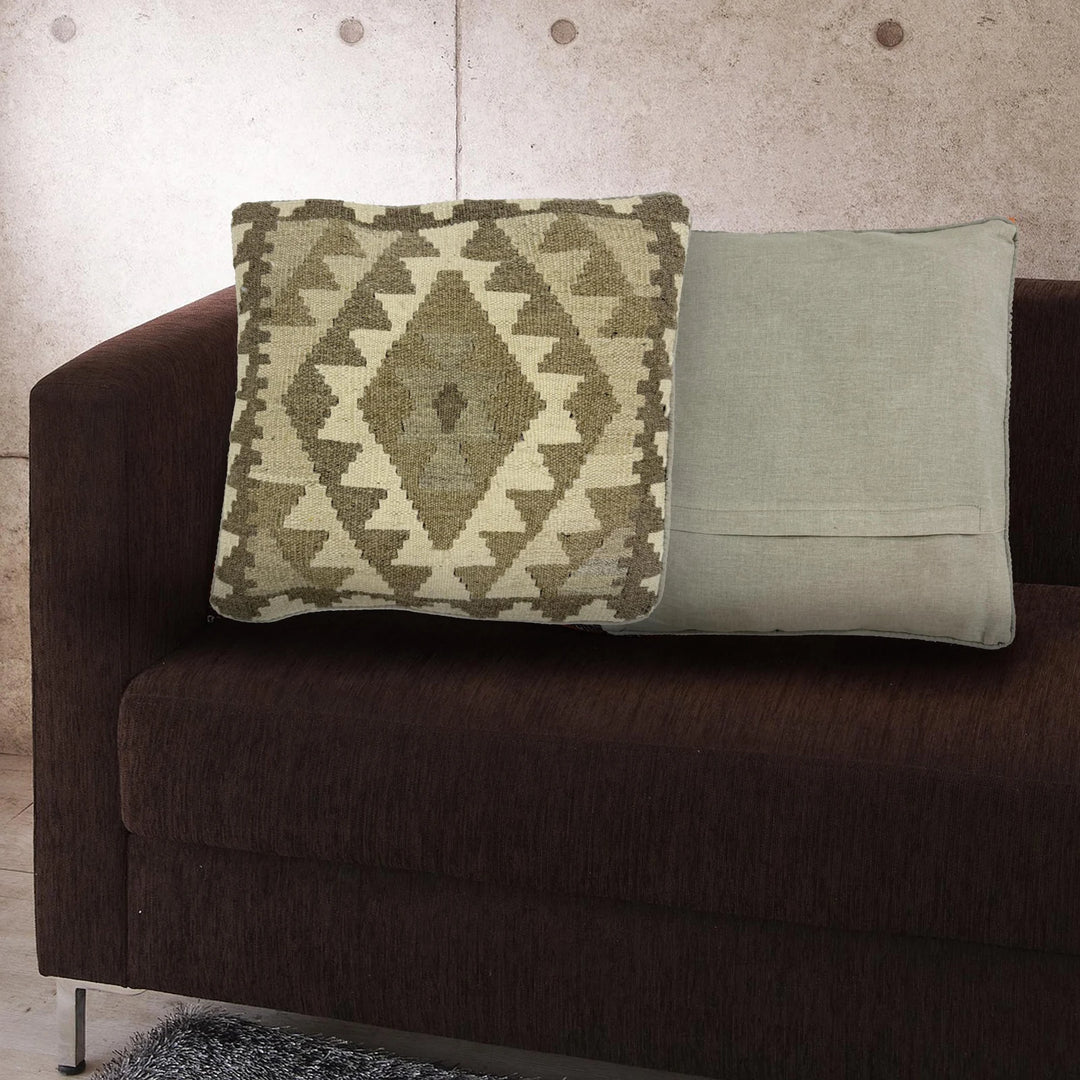 Afghan Kilim Cushion 1' 6" x 1' 6" Flat-Weave | No. AL649239