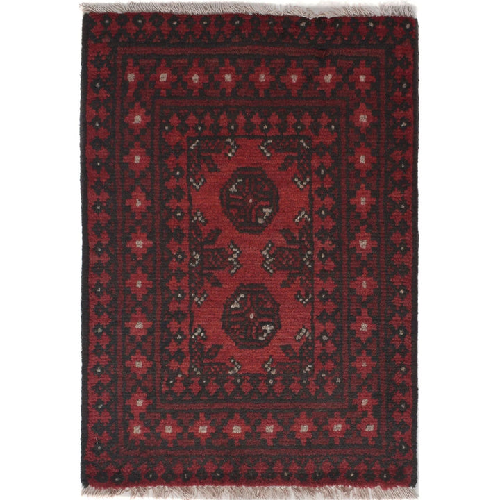 Red Afghan Oriental Rug 1' 7" x 2' 4" Hand-Knotted | No. AL64966