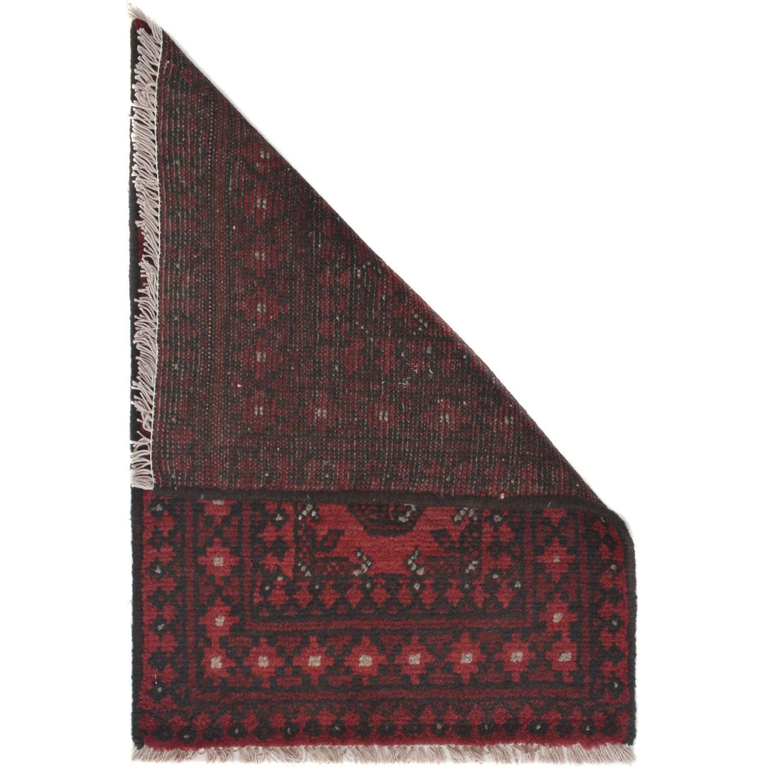 Red Afghan Oriental Rug 1' 7" x 2' 4" Hand-Knotted | No. AL64966
