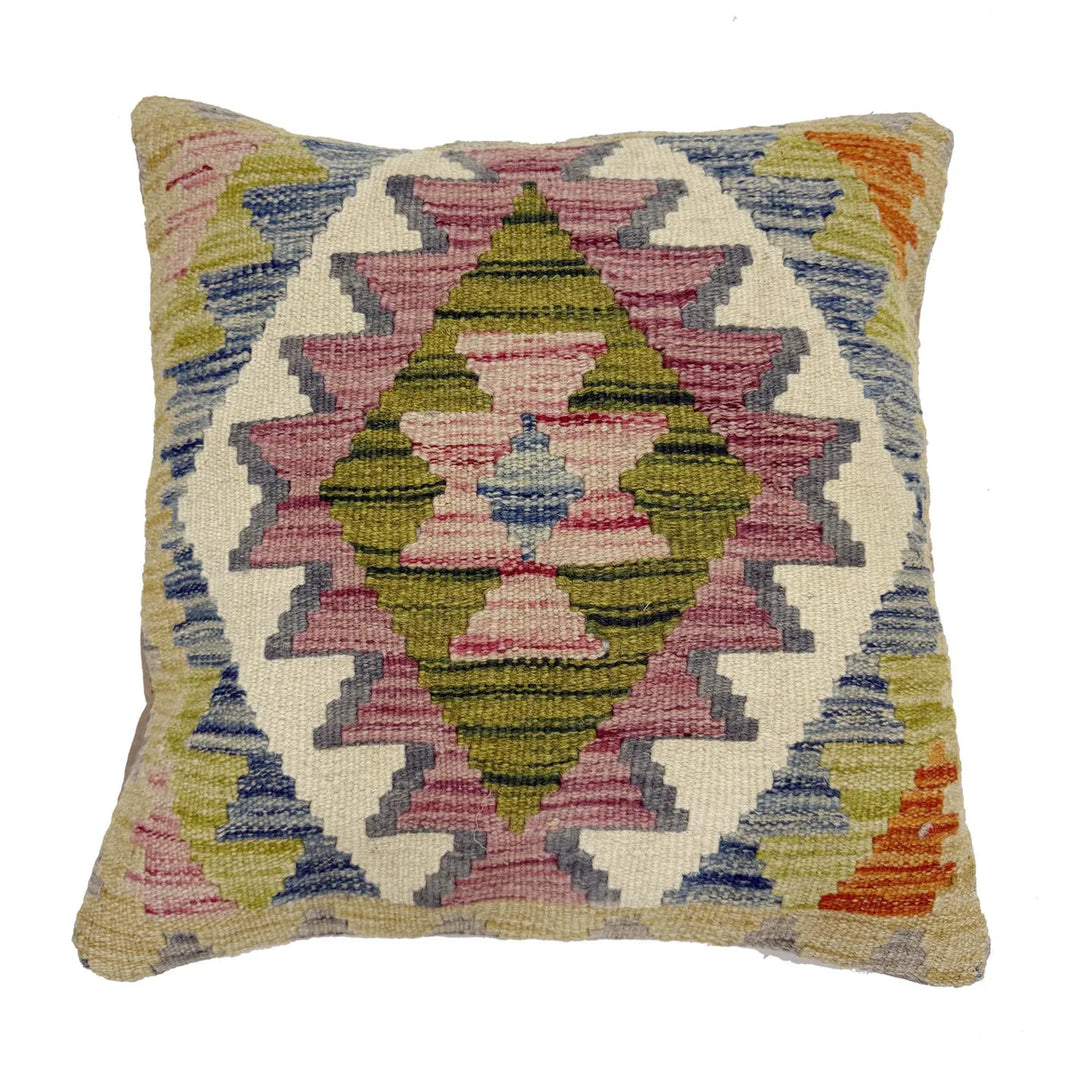Afghan Kilim Cushion Cover 1' 6" x 1' 5" Flat-Weave | No. AL649923