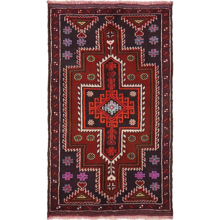 Afghan Baluchi Rug 2'7" x 4'4" Hand-Knotted | No. AL65074