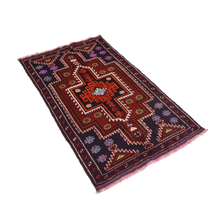 Afghan Baluchi Rug 2'7" x 4'4" Hand-Knotted | No. AL65074