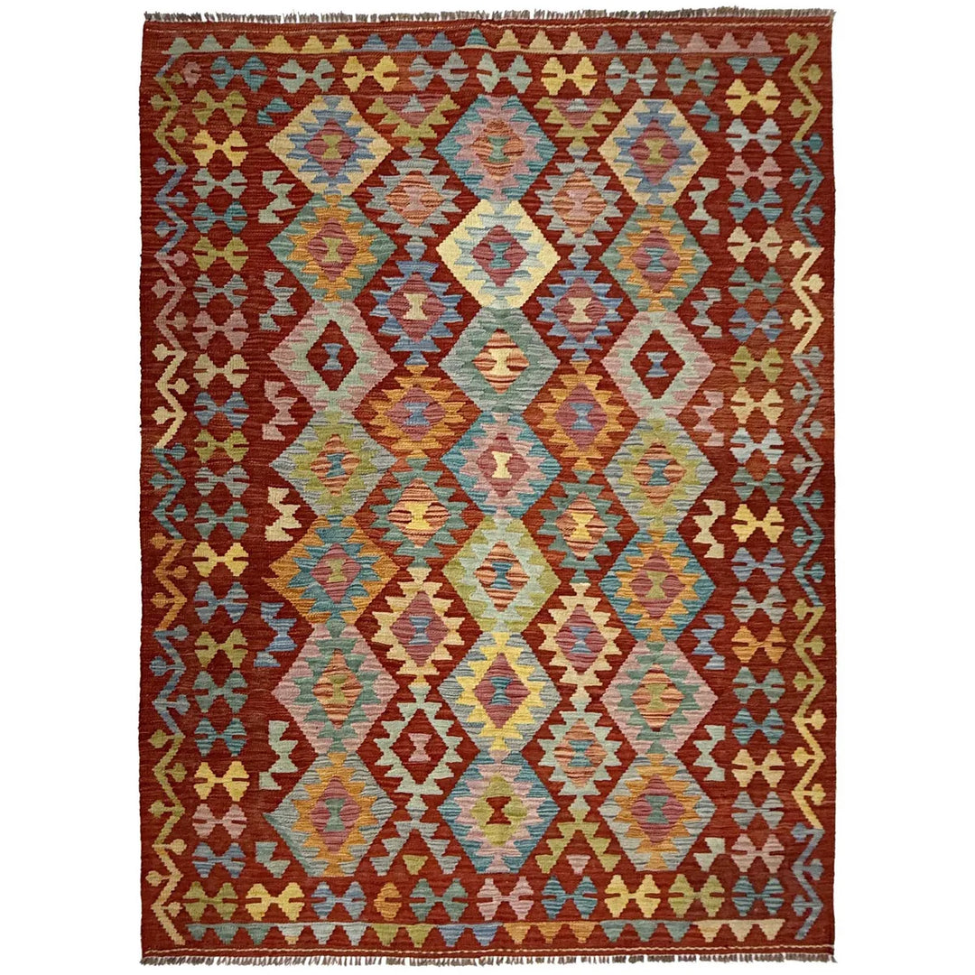 Afghan Kilim Rug 4' 9" x 6' 5" Flat-Weave | No. AL65078