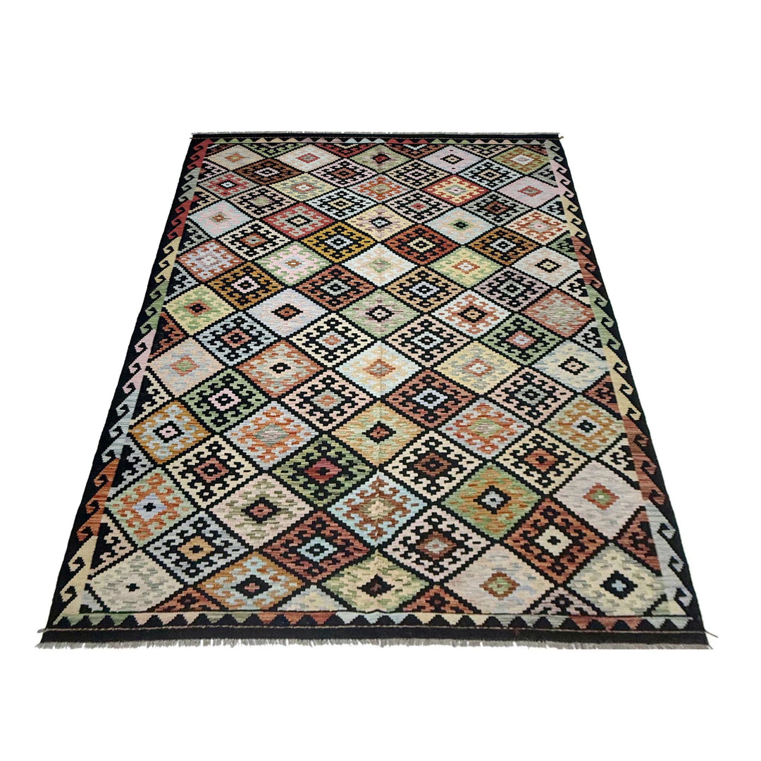 Afghan Vegetable Kilim Rug 6' 6" x 10' 0" Flat-Weave | No. AL650863