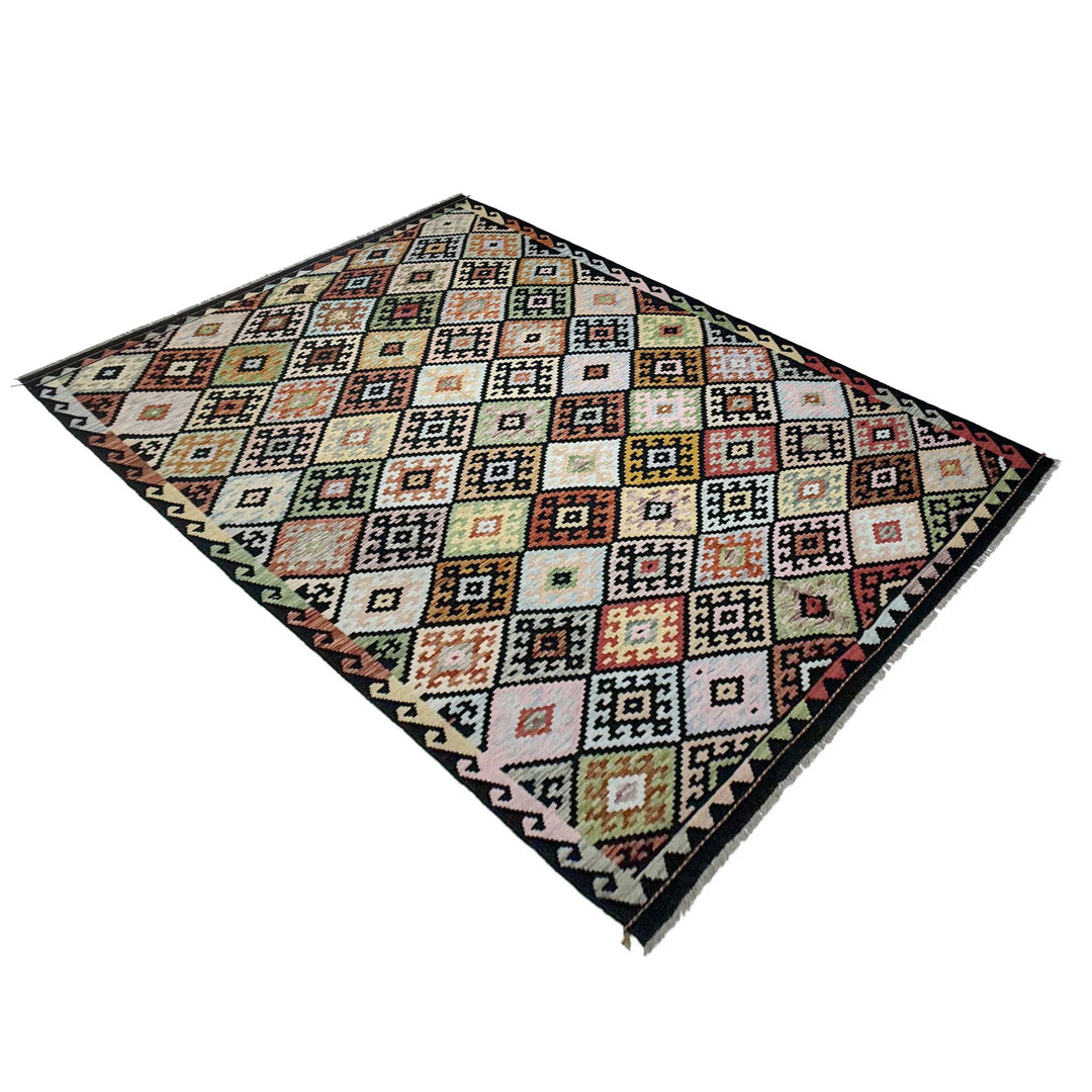 Afghan Vegetable Kilim Rug 6' 6" x 10' 0" Flat-Weave | No. AL650863
