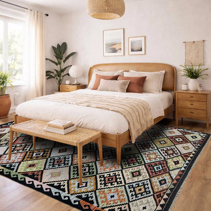 Afghan Vegetable Kilim Rug 6' 6" x 10' 0" Flat-Weave | No. AL650863