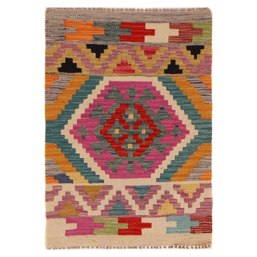 Afghan Kilim Rug 2' 1" x 3' 0" Flat-Weave | No. AL65133