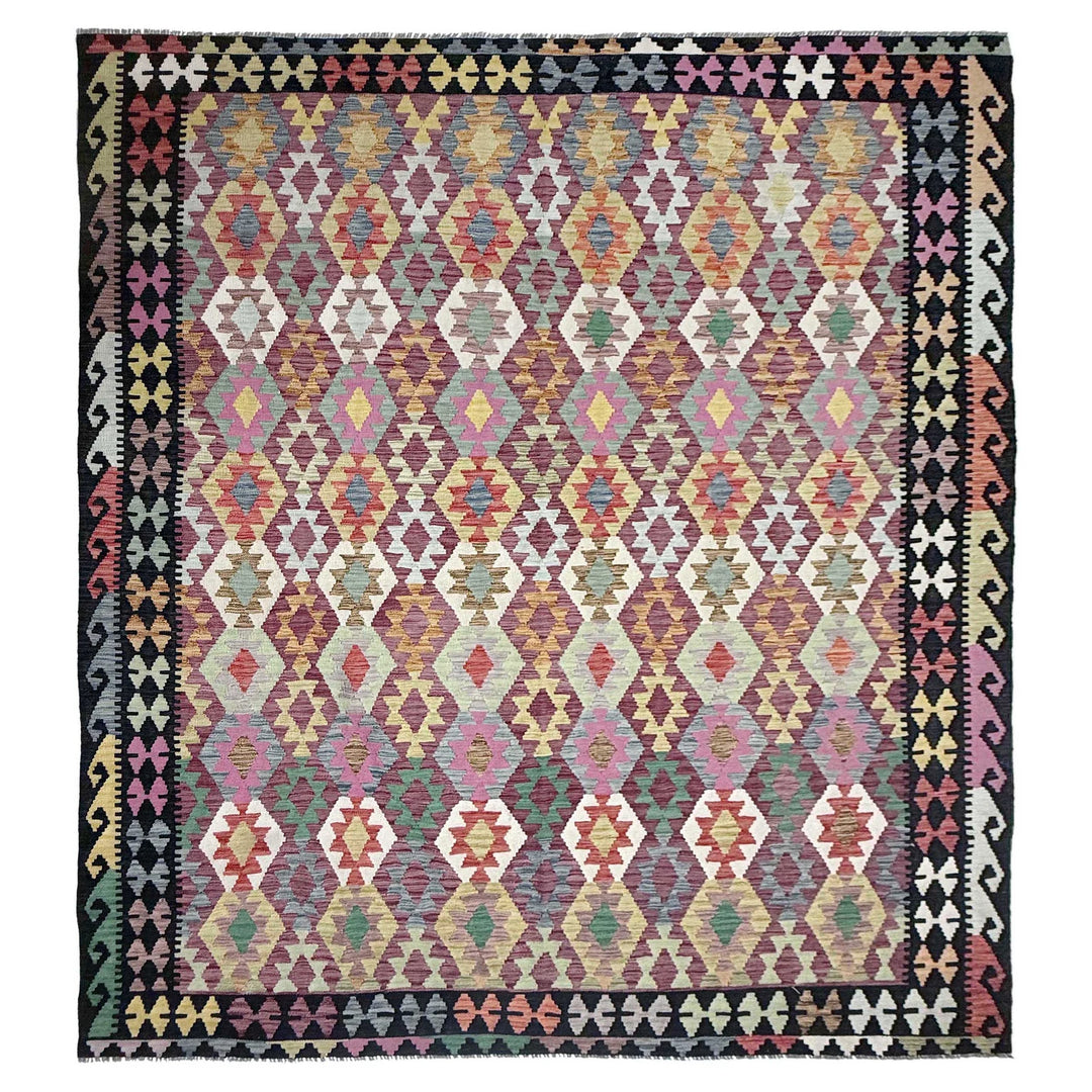 Afghan Vegetable Kilim Rug 8' 3" x 10' 10" Flat-Weave | No. AL651827
