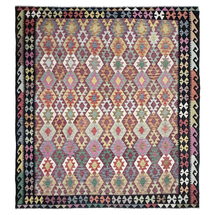 Afghan Vegetable Kilim Rug 8' 3" x 10' 10" Flat-Weave | No. AL651827