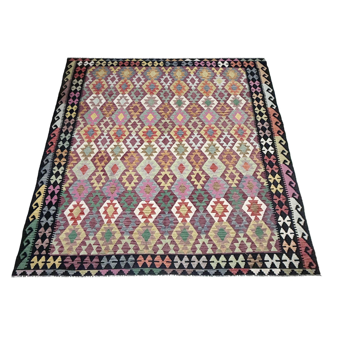 Afghan Vegetable Kilim Rug 8' 3" x 10' 10" Flat-Weave | No. AL651827