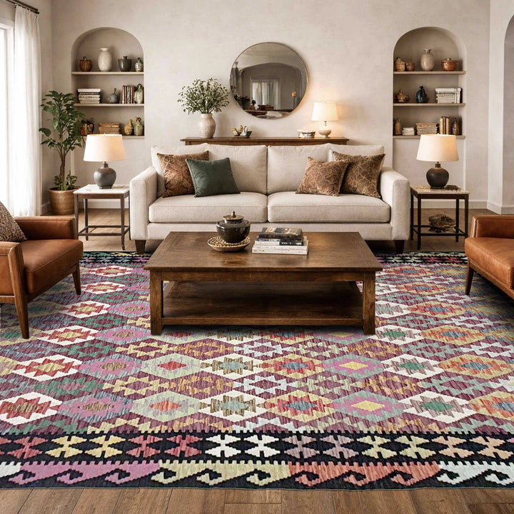 Afghan Vegetable Kilim Rug 8' 3" x 10' 10" Flat-Weave | No. AL651827