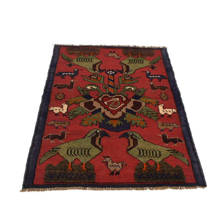 Afghan Pictorial Rug 3' 1" x 4' 2" Hand-Knotted | No. AL65196