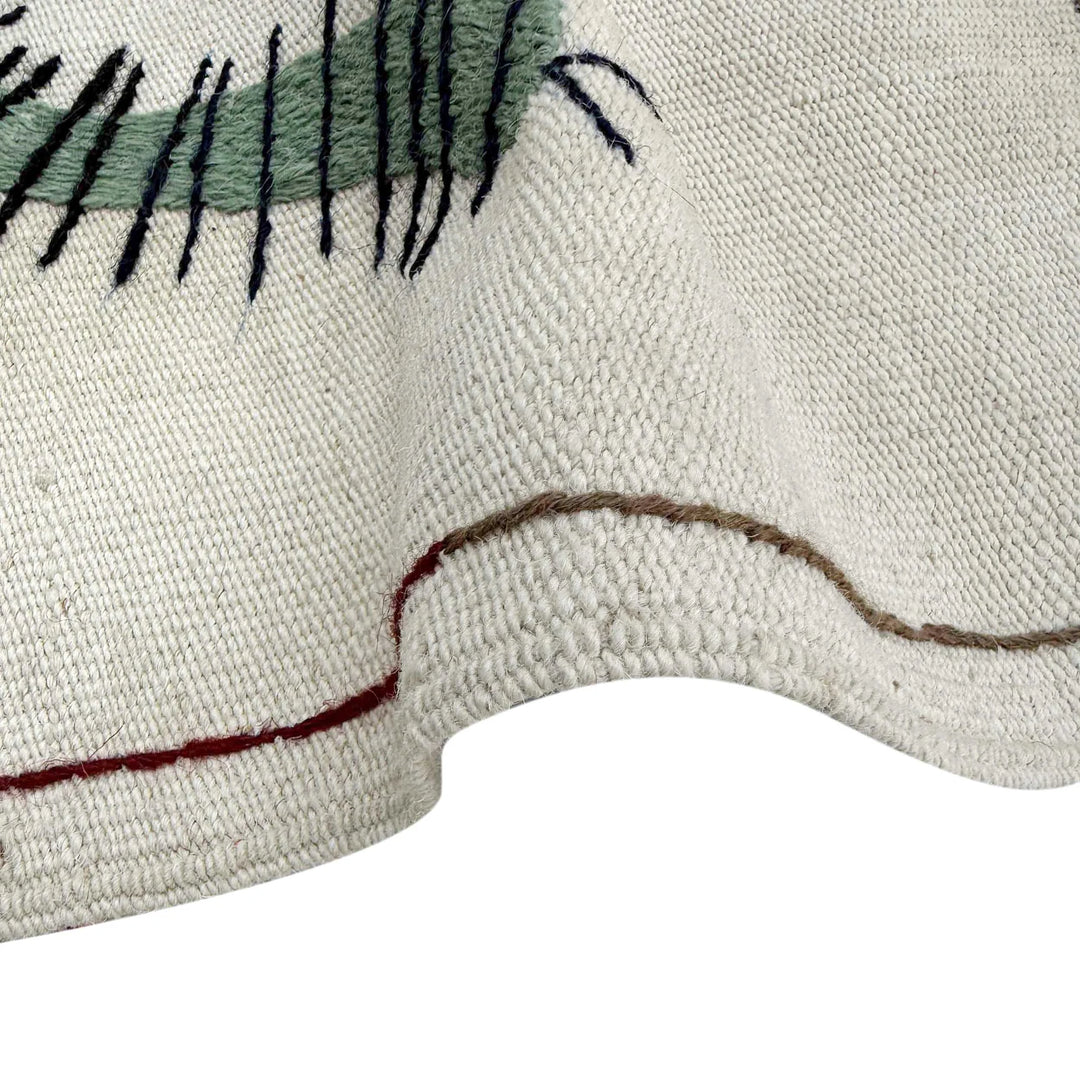 Beige Pakistani Embroidery Kilim Rug 4' 0" x 6' 4" Flat-Weave | No. AL652066