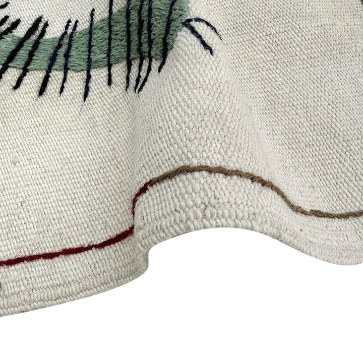 Beige Pakistani Embroidery Kilim Rug 4' 0" x 6' 4" Flat-Weave | No. AL652066