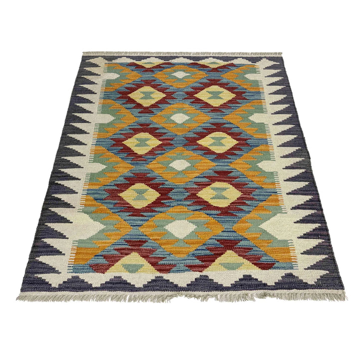 Afghan Vegetable Kilim Rug 2' 10" x 4' 2" Flat-Weave | No. AL652086