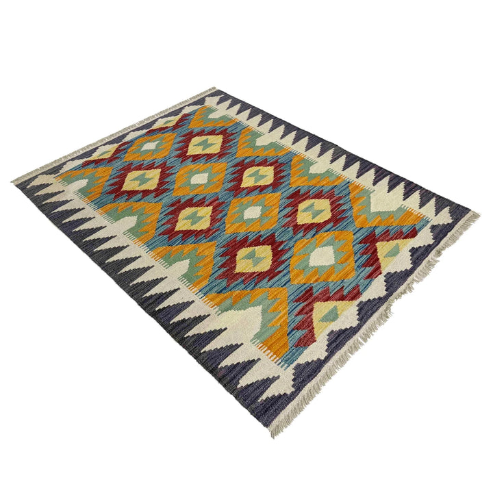 Afghan Vegetable Kilim Rug 2' 10" x 4' 2" Flat-Weave | No. AL652086