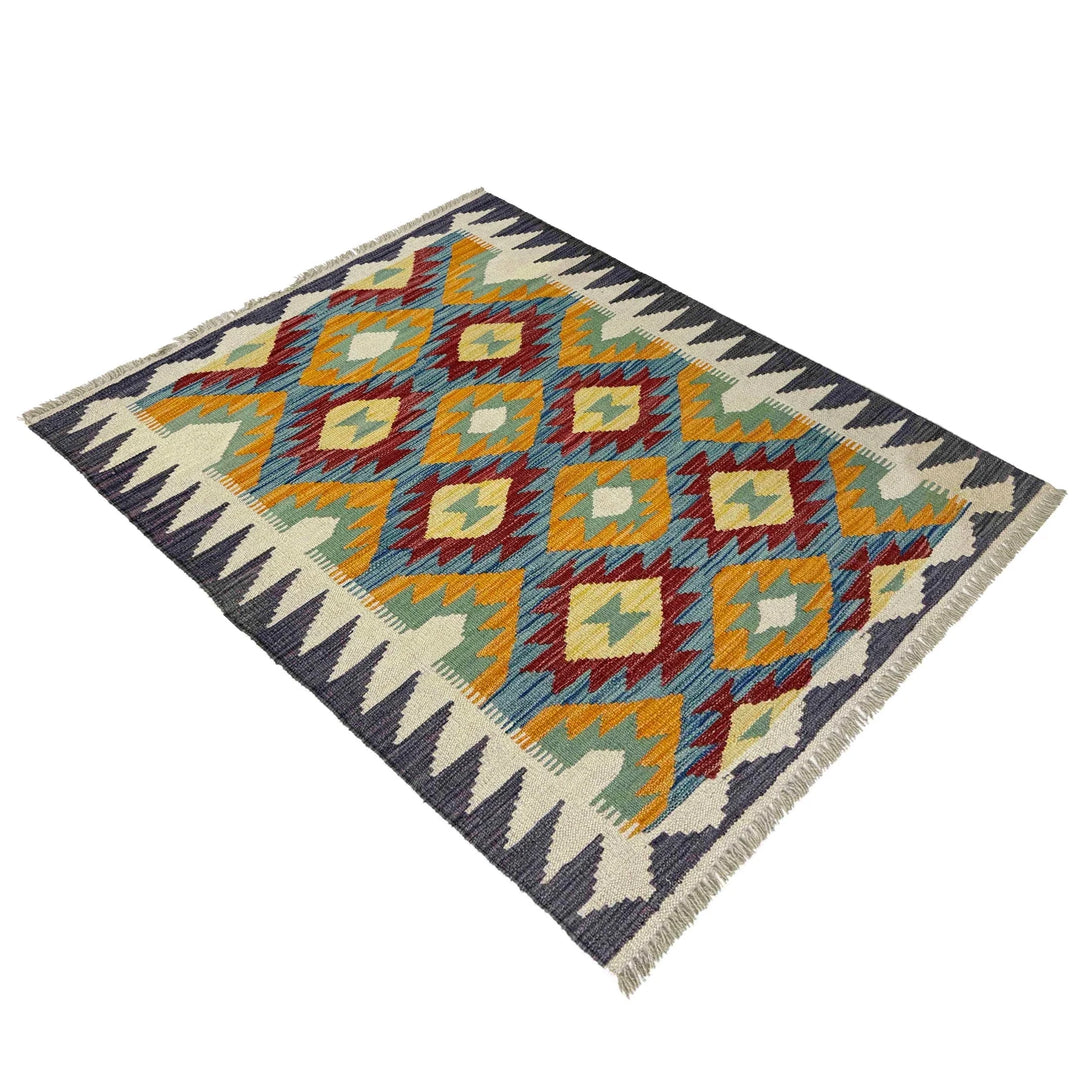 Afghan Vegetable Kilim Rug 2' 10" x 4' 2" Flat-Weave | No. AL652086