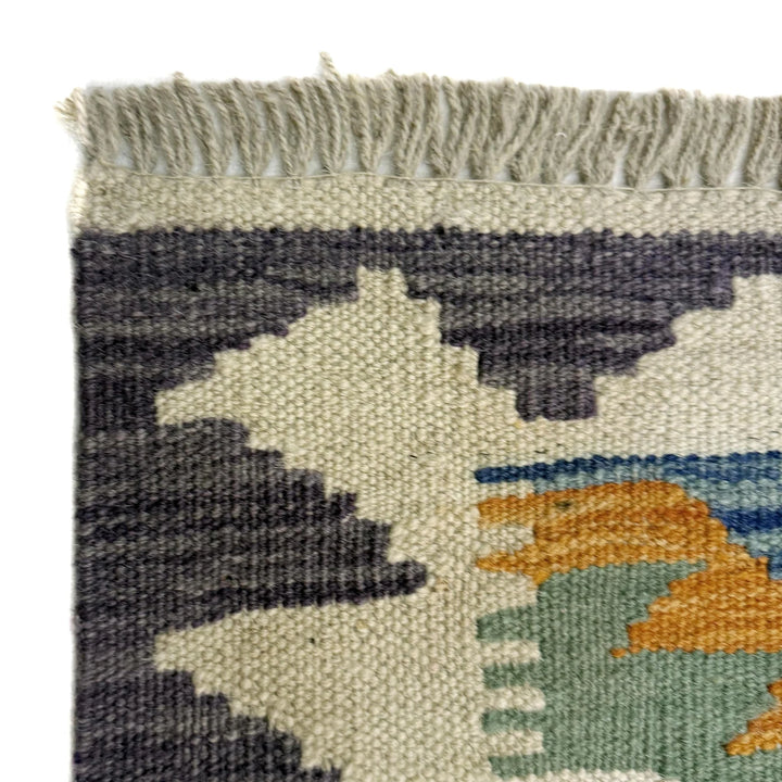 Afghan Vegetable Kilim Rug 2' 10" x 4' 2" Flat-Weave | No. AL652086