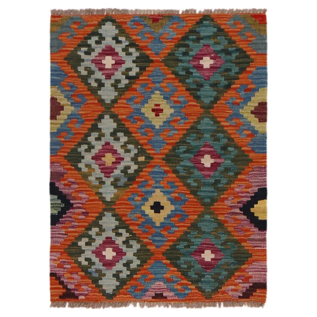 Afghan Kilim Rug 2' 0" x 3' 0" Flat-Weave | No. AL65212