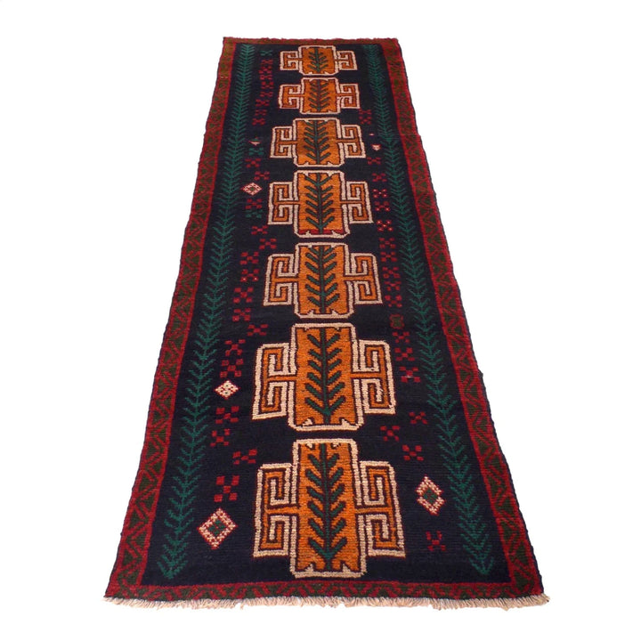 Afghan Baluchi Rug 2' 2" x 8' 0" Hand-Knotted | No. AL65224