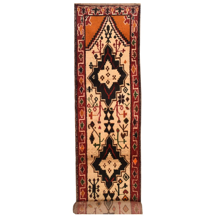 Beige Afghan Baluchi Runner 2' 7" x 12' 5" Hand-Knotted | No. AL65229