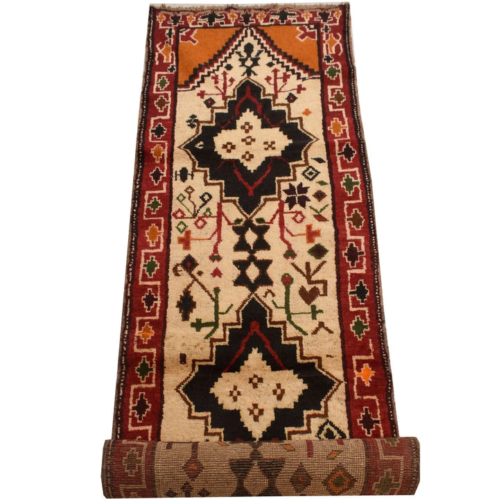 Beige Afghan Baluchi Runner 2' 7" x 12' 5" Hand-Knotted | No. AL65229