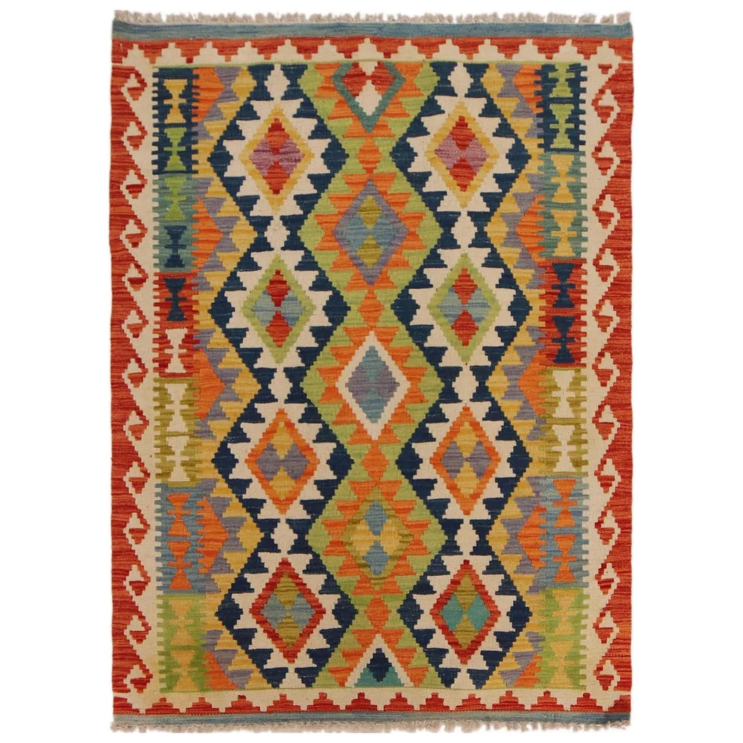 Afghan Kilim Rug 3' 8" x 5' 0" Flat-Weave | No. AL65316