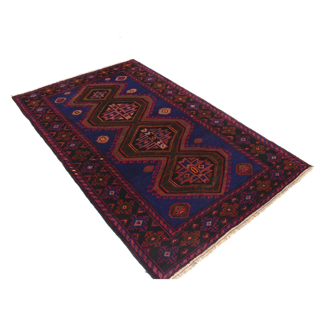 Blue Afghan Baluchi Rug 4' 2" x 6' 8" Hand-Knotted | No. AL65361