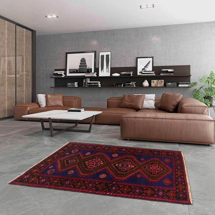 Blue Afghan Baluchi Rug 4' 2" x 6' 8" Hand-Knotted | No. AL65361
