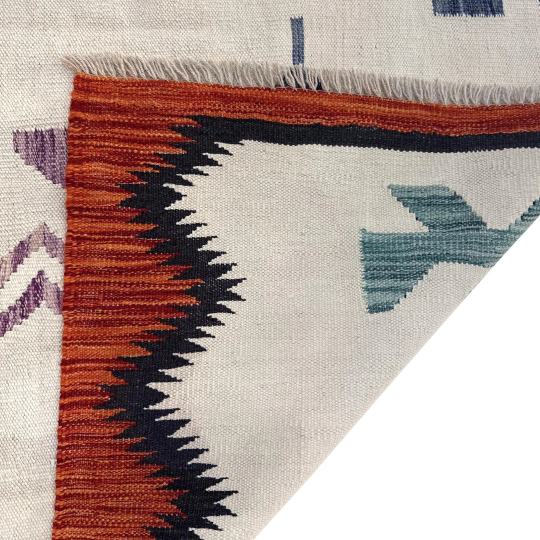 Beige Pakistani Embroidery Kilim Rug 8' 8" x 12' 2" Flat-Weave | No. AL653812