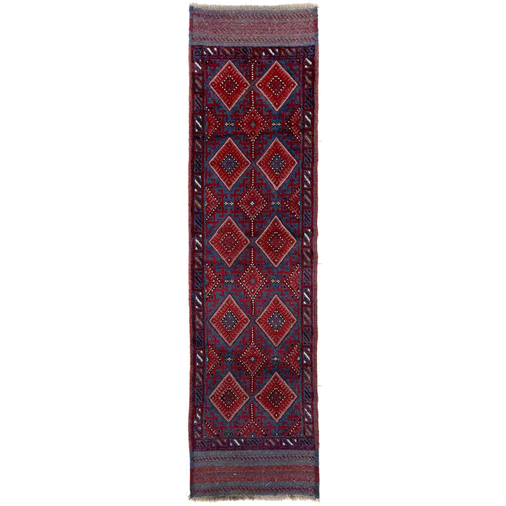 Deep Red Afghan Mashwani Rug 2' 1" x 7' 9" Hand-Knotted | No. AL65391