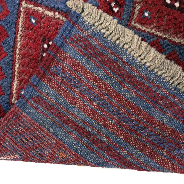 Deep Red Afghan Mashwani Rug 2' 1" x 7' 9" Hand-Knotted | No. AL65391