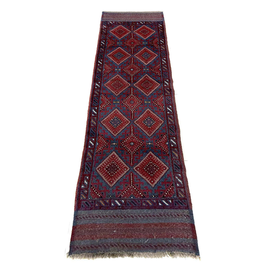 Deep Red Afghan Mashwani Rug 2' 1" x 7' 9" Hand-Knotted | No. AL65391