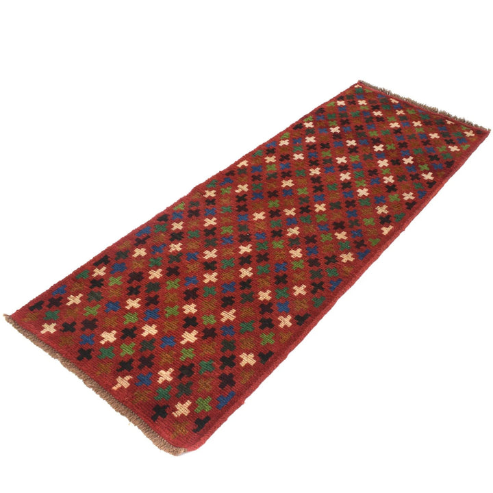 Red Afghan Baluchi Rug 2' 2" x 6' 4" Hand-Knotted | No. AL65408