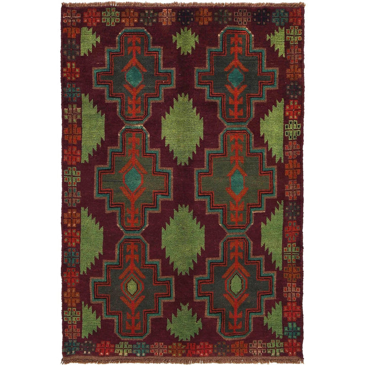 Afghan Baluchi Rug 4' 3" x 6' 3" Hand-Knotted | No. AL65415