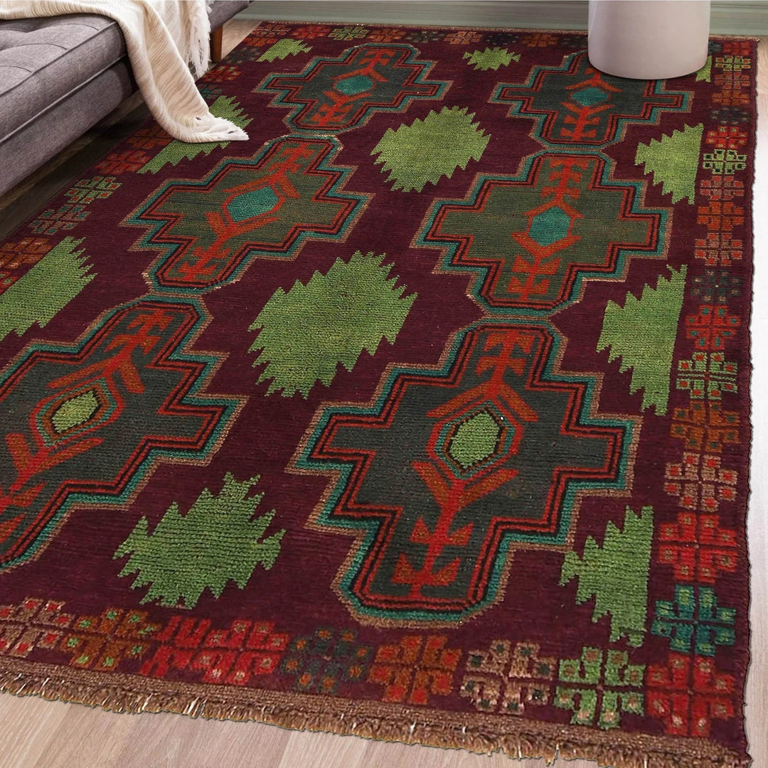 Afghan Baluchi Rug 4' 3" x 6' 3" Hand-Knotted | No. AL65415