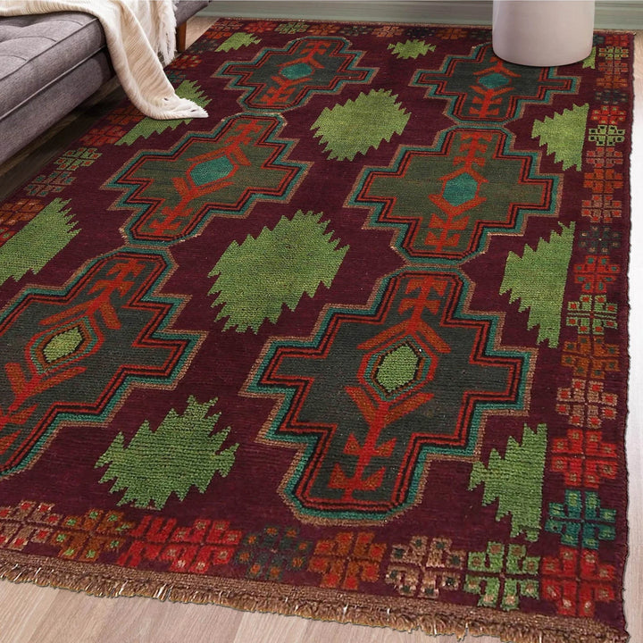 Afghan Baluchi Rug 4' 3" x 6' 3" Hand-Knotted | No. AL65415