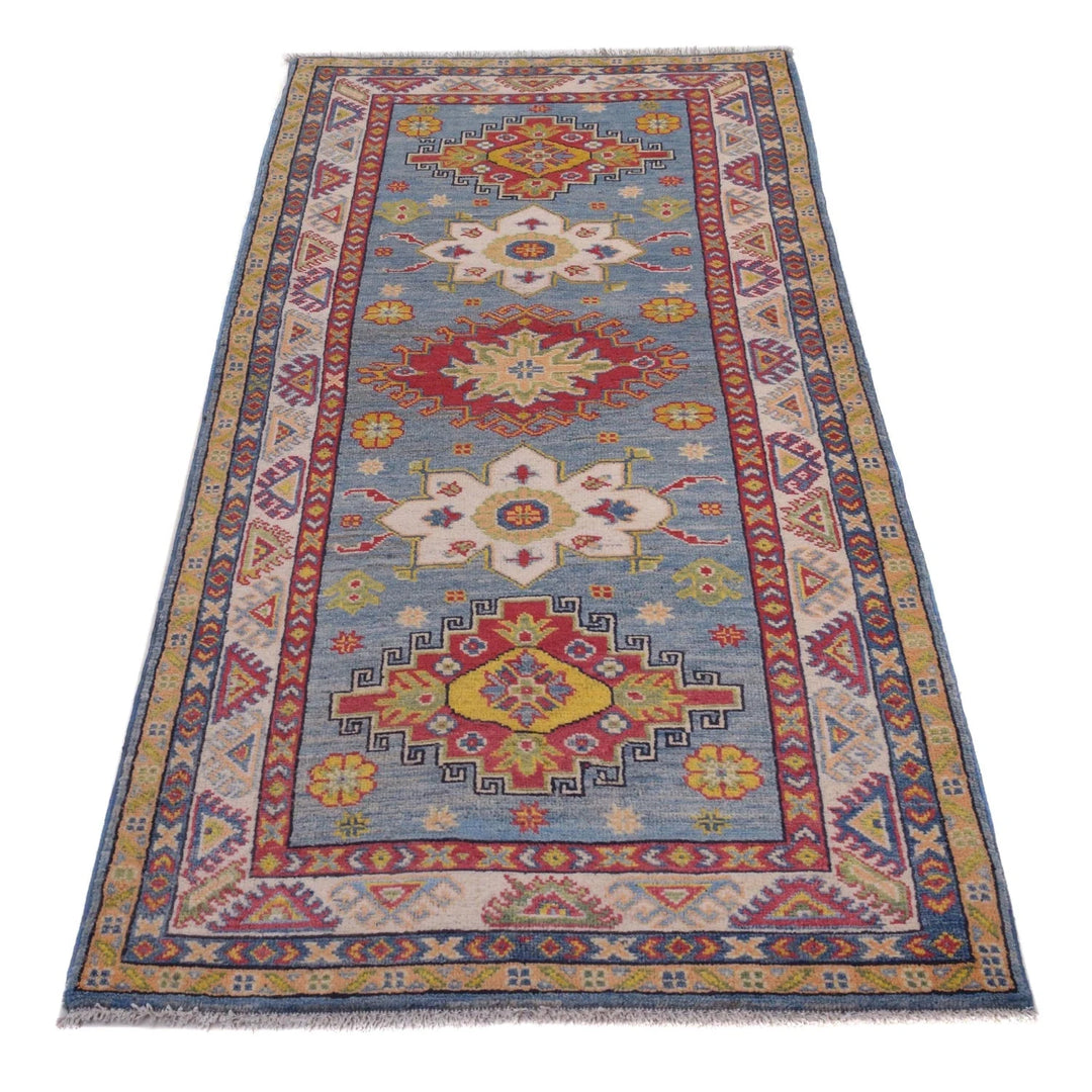 Blue Afghan Kazak Rug 2' 9" x 6' 10" Hand-Knotted | No. AL65442