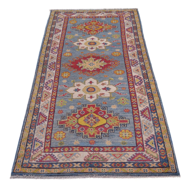 Blue Afghan Kazak Rug 2' 9" x 6' 10" Hand-Knotted | No. AL65442