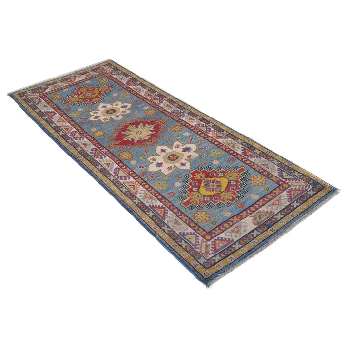 Blue Afghan Kazak Rug 2' 9" x 6' 10" Hand-Knotted | No. AL65442