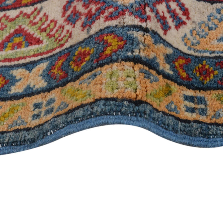 Blue Afghan Kazak Rug 2' 9" x 6' 10" Hand-Knotted | No. AL65442