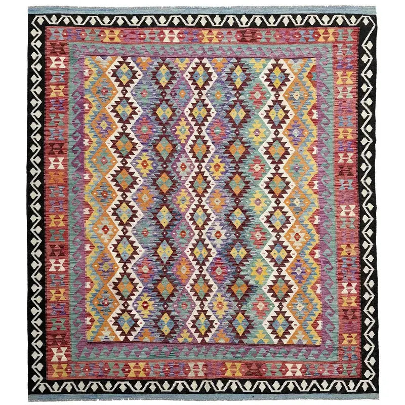 Afghan Vegetable Kilim Rug 8' 4" x 9' 9" Flat-Weave | No. AL65497